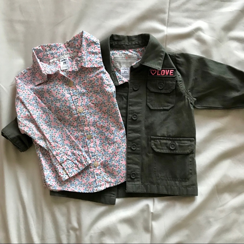 Carter’s 2T Jacket and Floral Shirt Matching Set
